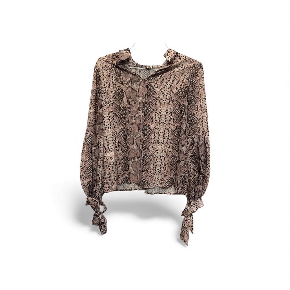 Hutch Beige and Black Snakeskin Blouse XS